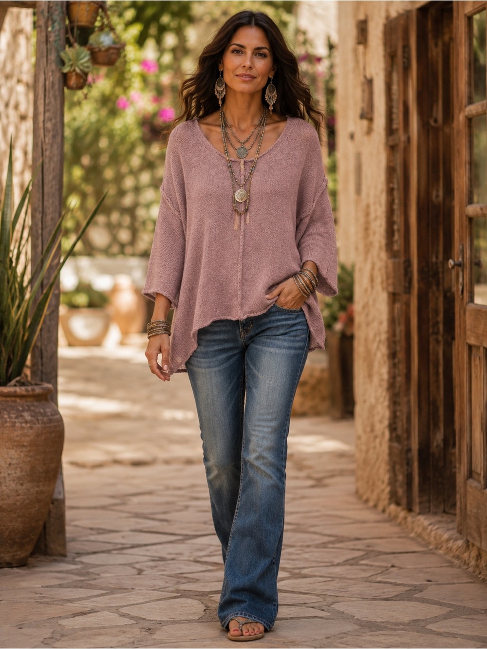 H225 NWT Entro M ptp24 Relaxed Rose Pullover Sweater - Soft Pink Women’s Top